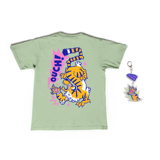 [PRE-ORDER] OUCH! Shirt + Keychain Bundle - Pistachio
