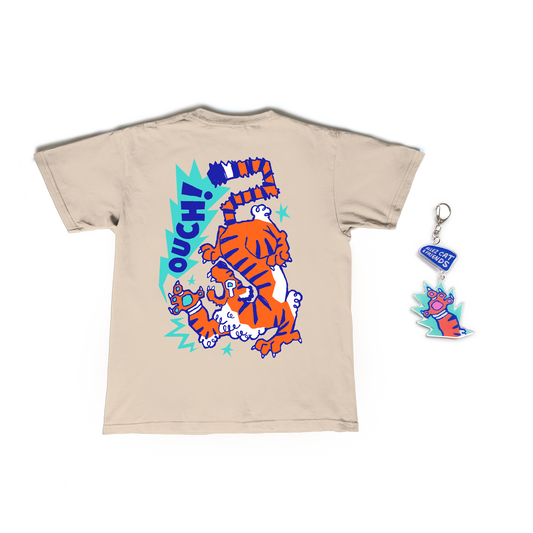 [PRE-ORDER] OUCH! Shirt + Keychain Bundle - Sand